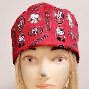 HELLO KITTY SAN FRANCISCO 49ERS RED MEDICAL NURSING SCRUB CAP